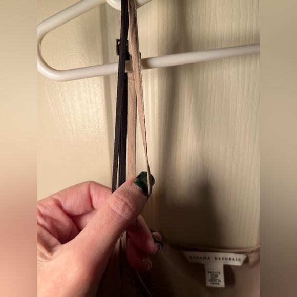 Banana Republic Beige and Dark Brown Midi Dress 100% Silk - Picture 5 of 12